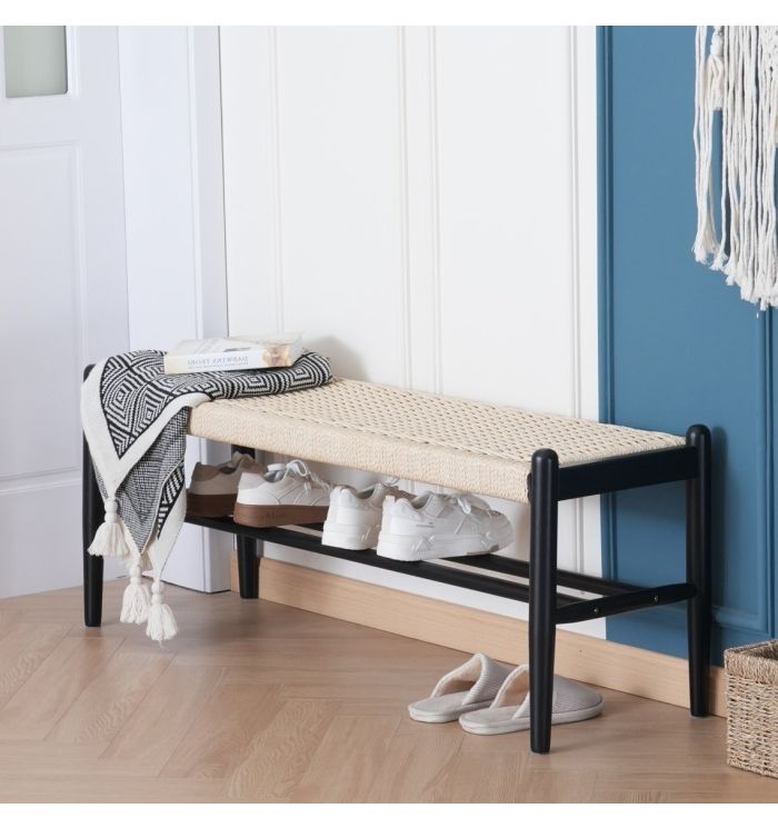 Baril Hand Woven Entryway Bench with Storage