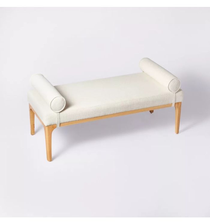 Ranga Upholstered Bench with Bolster Pillows